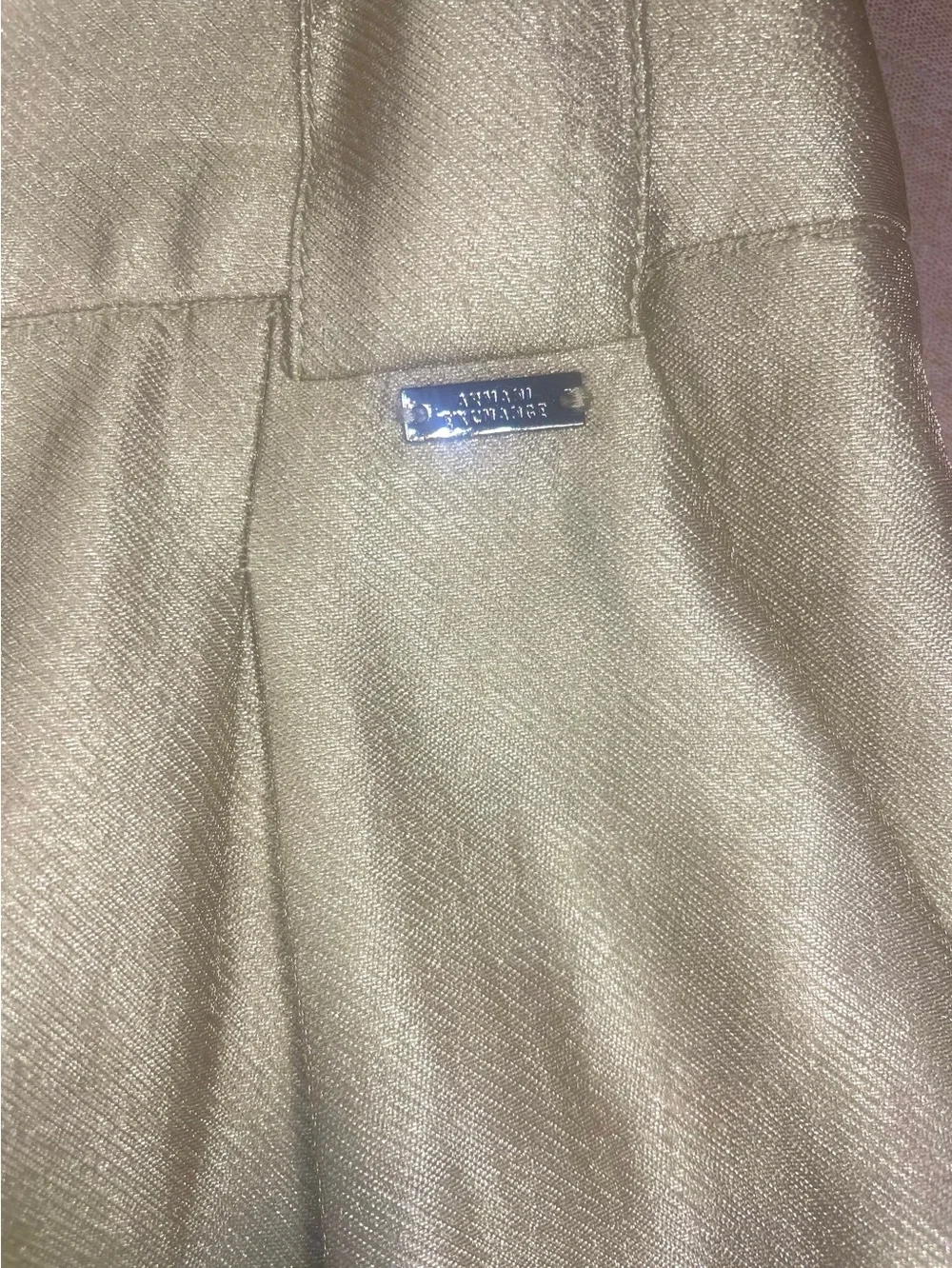 A|X Armani Exchange Champagne Metallic Shorts 14 High Rise Pleated